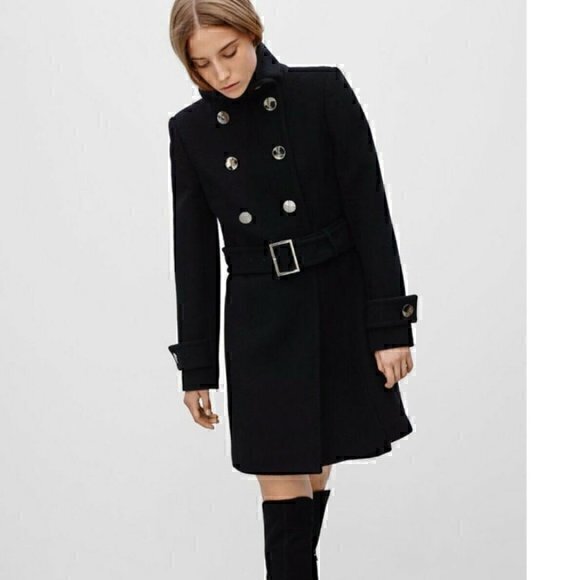 Babaton Jackets & Blazers - Aritzia Babaton Bromley Military Long Wool Coat Black Size L large.